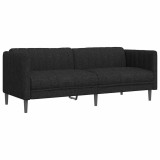 Canapea, 2 locuri, negru, material textil