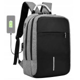 Rucsac impermeabil, cu sistem antifurt, port USB, 45x14x30cm, 25litri, negru si gri Household NewTrend