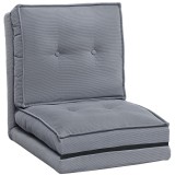 HOMCOM Fotoliu de podea pliabil din velur canaletat, saltea pentru podea cu spătar reglabil &icirc;n 5 poziții, 59 x 230 x 15 cm, gri | Aosom Romania