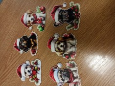 Set 6 globuri pentru bradul de Craciun sub forma de catelusi/breloc/decoratiuni foto