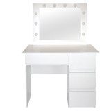 Cumpara ieftin Masa de toaleta/machiaj, alba, cu oglinda si LED-uri, Nadia, 94x43x141 cm