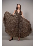 Cumpara ieftin ROCHIE LUNGA DE OCAZIE CU TUL ASIMETRICA IN PARTEA DE JOS GENONI XS-S Animal Print