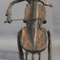 Violoncelist - statueta bronz, sculptura, arta moderna