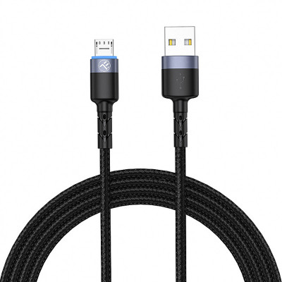 Cablu Date si Incarcare USB la MicroUSB Tellur LED, 2A, 2 m, Negru TLL155304 foto