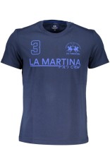 La Martina Tricou din bumbac barbati, cu imprimeu grafic, Regular Fit, Bleumarin, M foto