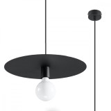 Lampă Suspendată Flavio Neagră Oțel 1 Bec Rotund Modern De Interior