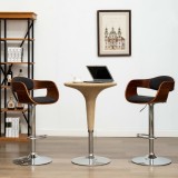 vidaXL Scaune de bar, 2 buc., gri, lemn curbat și material textil
