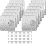 Set 12 elemente de reparare a balamalei, cu 72 suruburi, 9 x 9 cm, inox, Argintiu, Oem