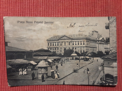 Craiova - Piata Nove - Palatul Justitiei - vedere circulata 1913 foto