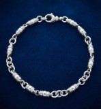 Cumpara ieftin Bratara din Argint 925 , zBaroque Barrel Link, - Cu Segmente Cilindrice Texturate E i Zale Duble