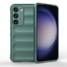 Husa pentru samsung galaxy s23, antisoc, margini cu striatii, design minimalist, green foto
