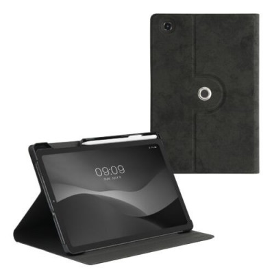 Book Cover kwmobile pentru Samsung Galaxy Tab S6 Lite/Galaxy Tab S6 Lite (2022), Piele ecologica, Negru, 60308.01 foto