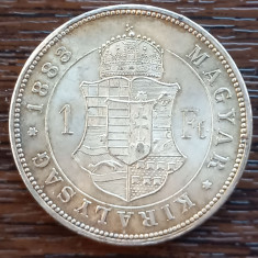 (A93) MONEDA DIN ARGINT UNGARIA - 1 FORINT 1883, DETALII SUPERBE, LUCIU BATERE