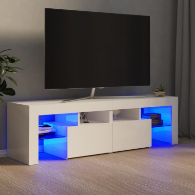 Comoda TV cu lumini LED, negru extralucios, 140x36,5x40 cm GartenMobel Dekor foto