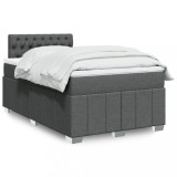 Gossi pat box spring cu saltea, gri inchis, 120x190 cm, textil