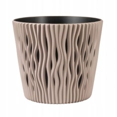 Ghiveci decorativ de flori, rotund, cafeniu, 15.8x13.8 cm, Sandy Round foto