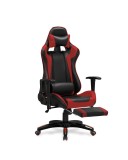 Scaun de birou ergonomic, tapitat cu piele ecologica Defender 2 Negru / Rosu, l68xA69xH126-134 cm