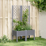 Jardiniera de gradina cu spalier, gri, 80x40x142 cm, PP GartenMobel Dekor, vidaXL