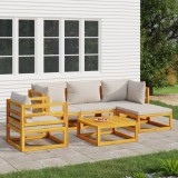 Gossi set mobilier gradina, perne gri deschis, 6 piese, lemn masiv