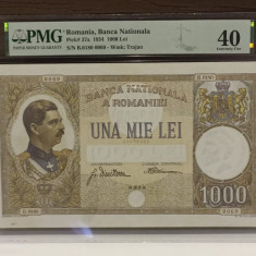 ROMANIA 1000 LEI - 1934 , gradata PMG la XF 40 . Piesa superba de colectie. Rara