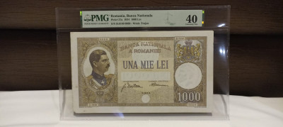 ROMANIA 1000 LEI - 1934 , gradata PMG la XF 40 . Piesa superba de colectie. Rara foto