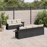 Cumpara ieftin Set mobilier de grădină cu perne, 8 piese, negru, poliratan