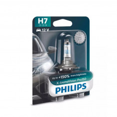 Bec auto cu halogen pentru far H7 12V 55W PX26D Philips X-tremeVision Pro150 1500lm, 3400K, 1 buc. 12972XVPB1