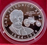 (A333) MONEDA DIN ARGINT LIBERIA - 10 DOLLARS 2005, CARL FRIEDRICH BENZ, PROOF, 20 GRAME, PURITATE 999, RARA