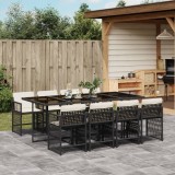 Cumpara ieftin Gossi set mobilier de gradina cu perne, 9 piese, negru, poliratan