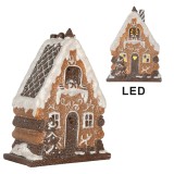 Cumpara ieftin Casuta Turta Dulce polirasina maro alba, led 15x8x19 cm