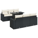 Cumpara ieftin Set canapele de gradina cu perne, 7 piese, negru, poliratan