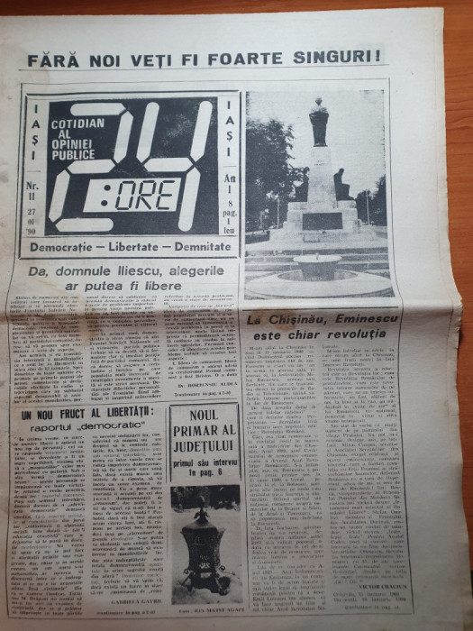 ziarul 24 ore din 27 ianuarie 1990-primul interviu al primarului din iasi