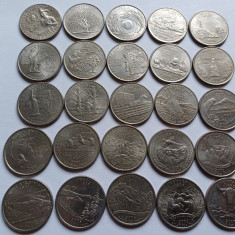 SUA-Lot 25 monede diferite- Quarter dollar-25 centi