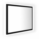 Oglindă de baie cu LED, negru, 60x8,5x37 cm, lemn prelucrat, vidaXL