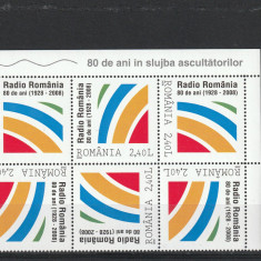 80 de ani radio bloc de 6 toate variantele de TB ,nr lista 1820,Romania.