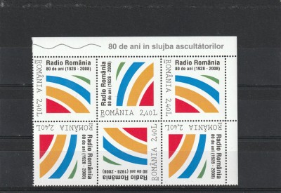 80 de ani radio bloc de 6 toate variantele de TB ,nr lista 1820,Romania. foto