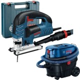 Bosch GST 160 BCE + GAS 12-25 PL - Fierastrau pendular 800 W valiza speciala + Aspirator umed-uscat 1250 W 200 mbar 25 l priza scule electrice