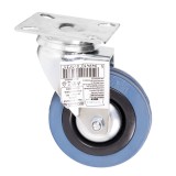 Roata pivotanta Detoolz 75x21 mm, cauciuc + PP, cu placa de prindere (G01)