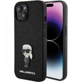 Karl Lagerfeld Husa Fixed Glitter Metal Ikonik iPhone 15 Plus Negru