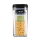 Cutii de Depozitare Alimente, Flippy, Set din 2 Cutii de tip Container, 2.5L, 1.2L, Recipiente pentru Cereale in Bucatarie, Transparente cu Capac Negr