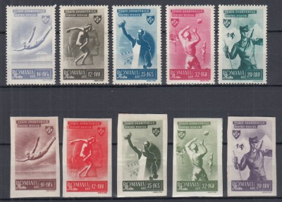 ROMANIA 1945 LP 175 ORGANIZATIA SPORTURILOR POPULARE SERIE MNH foto
