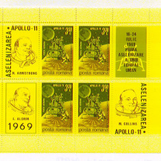 Romania 1969 Apollo 11 bloc de 4 neuzat MNH lp704a