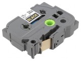 Bandă de Etichetare Neagră cu Text Auriu 18mm x 8m TZE-344