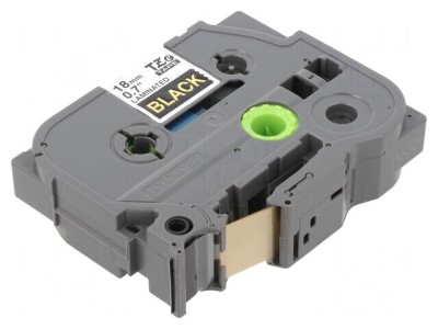 Bandă de Etichetare Neagră cu Text Auriu 18mm x 8m TZE-344 foto