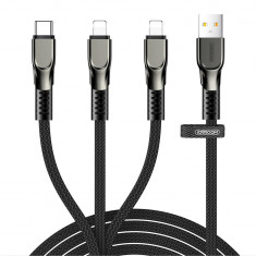 Cablu USB Joyroom 3in1 - Lightning / Lightning / USB Tip C 3,5A 480 Mbps 1,3m Negru (S-1335K4) 6941237147806
