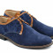 Pantofi barbati casual din piele naturala (Intoarsa), culoare bleumarin P34BLUE