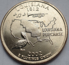 Moneda 25 cents 2002 USA, Louisiana, unc, litera D foto