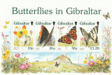 Gibraltar 1997,Fauna, Insecte, Fluturi bloc dantelat,4 valori.Mi.Bl.28