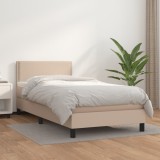 VidaXL Pat box spring cu saltea, cappuccino, 100x200cm piele ecologică