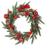 Coronita pentru Craciun, 50 cm, din brad artificial 3D, cu conuri, verde Household NewTrend